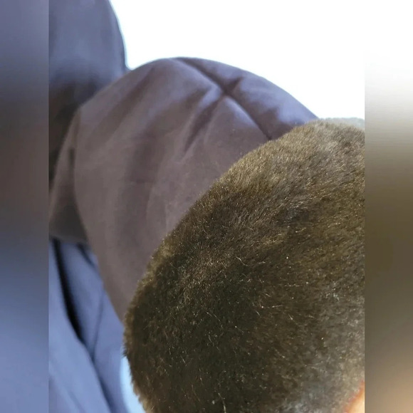 Vintage Womens Jones New York Long  Warm Winter Coat Navy Blue Medium - Picture 7 of 11